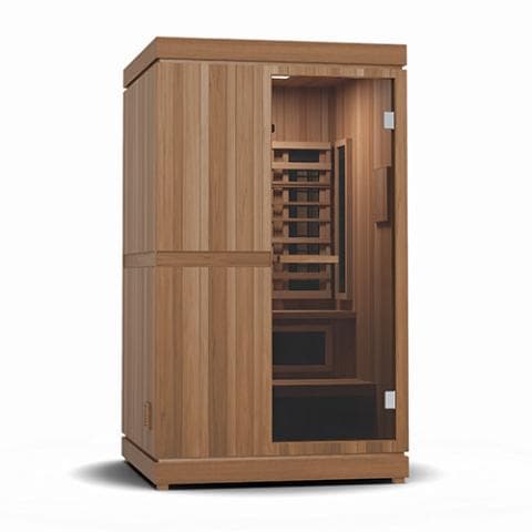 Finnmark FD-4 Trinity Infrared & Steam Sauna Combo 2-Person Home Sauna with Infrared & Traditional Heater 48"W x 48"D x 78"H-Sweat Serenity