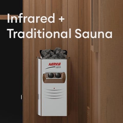 Finnmark FD-4 Trinity Infrared & Steam Sauna Combo 2-Person Home Sauna with Infrared & Traditional Heater 48"W x 48"D x 78"H-Sweat Serenity