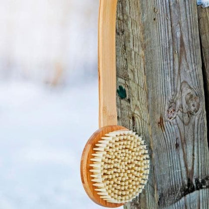 Kolo Bath Brush Bambu 2 Sauna Bath Brush with Handle Natural Bamboo-Sweat Serenity