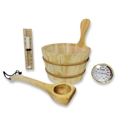 SaunaLife Bucket and Ladle Package 1 Bucket Ladle Timer and Thermometer - Sauna Accessory Package-Sweat Serenity