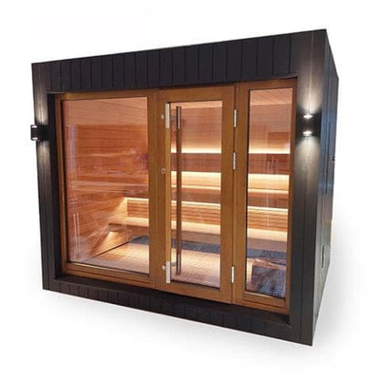 SaunaLife Model G7S Pre-Assembled Outdoor Home Sauna Garden-Series Fully Assembled Backyard Home Sauna with Bluetooth Audio Up to 6 Persons-Sweat Serenity