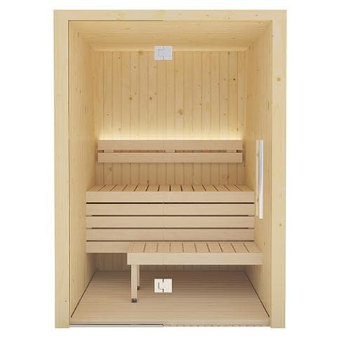 SaunaLife Model X2 XPERIENCE Series Indoor Sauna DIY Kit w/LED Light System 1-2-Person Spruce 60" x 60" x 80"-Sweat Serenity