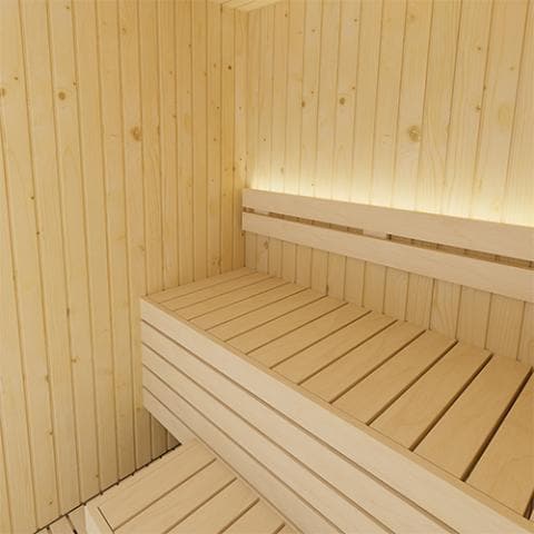 SaunaLife Model X2 XPERIENCE Series Indoor Sauna DIY Kit w/LED Light System 1-2-Person Spruce 60" x 60" x 80"-Sweat Serenity