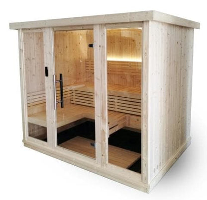 SaunaLife Model X7 Indoor Home Sauna XPERIENCE Series Indoor Sauna DIY Kit w/LED Light System Up to 6-Person Spruce 79" x 62" x 79"-Sweat Serenity