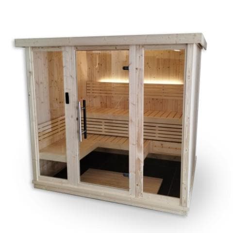 SaunaLife Model X7 Indoor Home Sauna XPERIENCE Series Indoor Sauna DIY Kit w/LED Light System Up to 6-Person Spruce 79" x 62" x 79"-Sweat Serenity