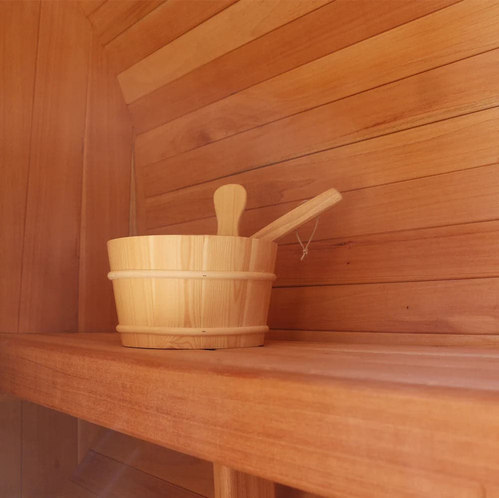 Scandia Electric Barrel Sauna with Canopy-Sweat Serenity